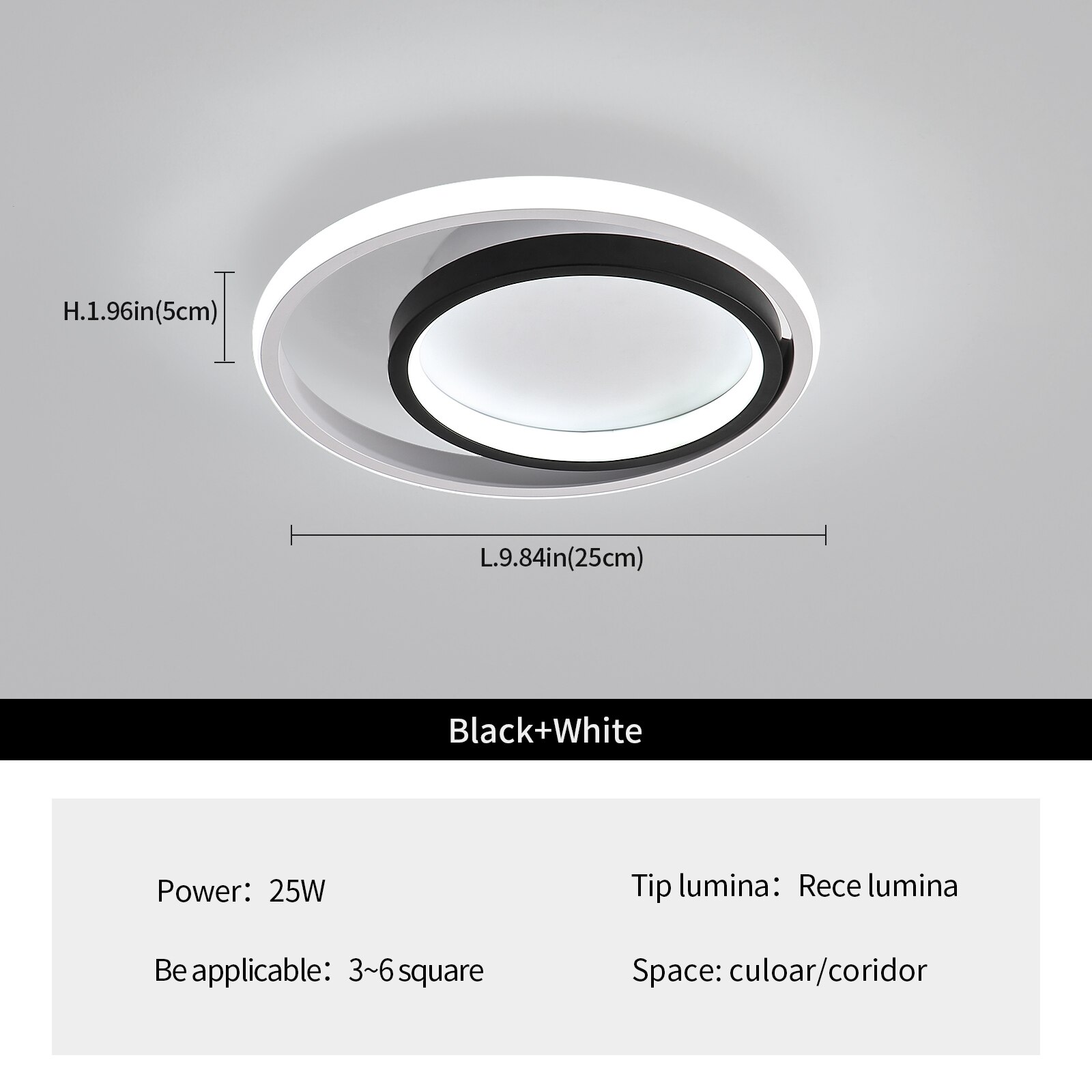 Plafoniera Cu Led Goeco Aluminiu 220v 25w Rotunda Dimensiuni 25