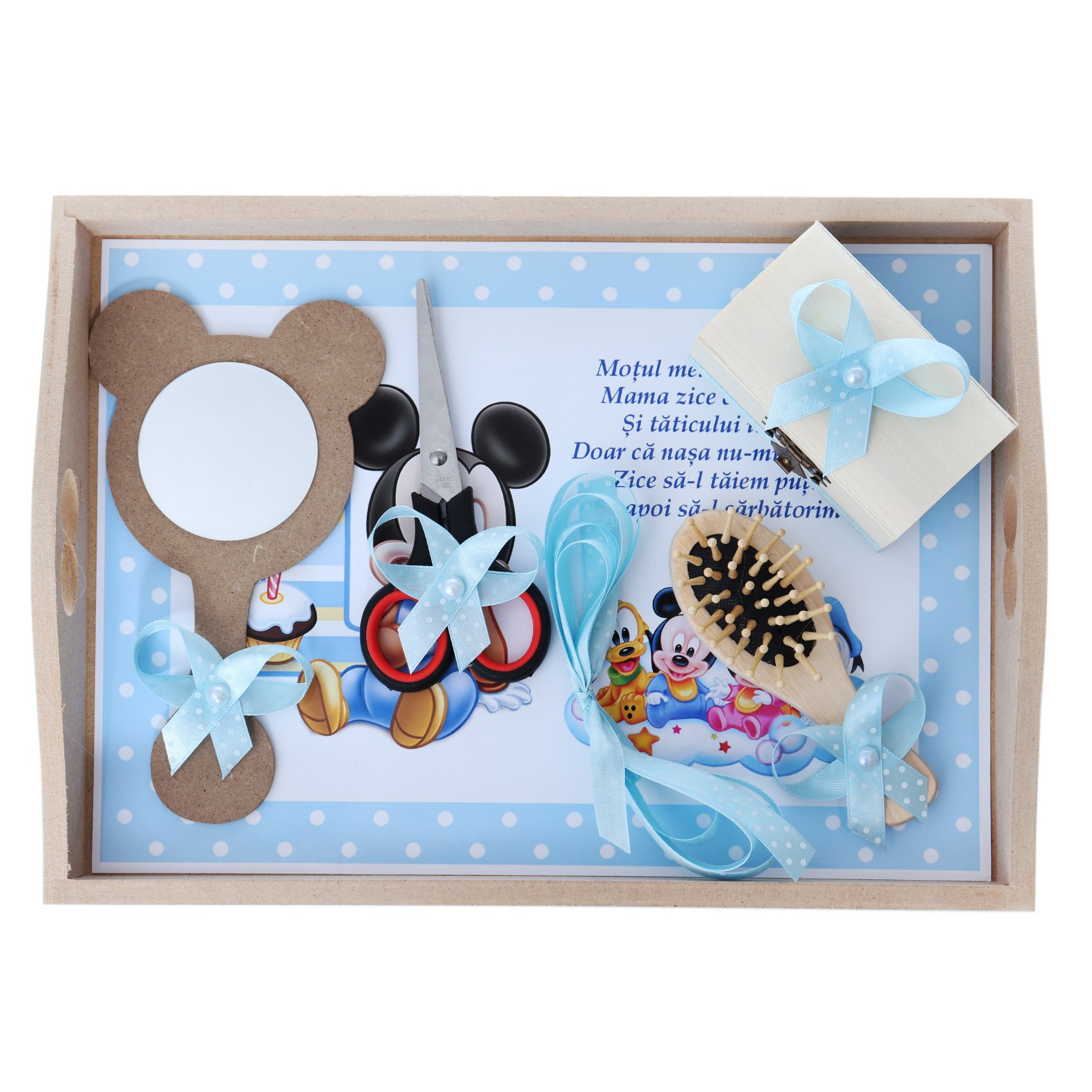 Set Tava Pentru Taiere Mot La Baieti Model Cu Baby Mickey Mouse Bleu