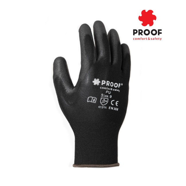 Set Perechi Manusi Protectia Muncii Proof Poliuretan Negru Xl