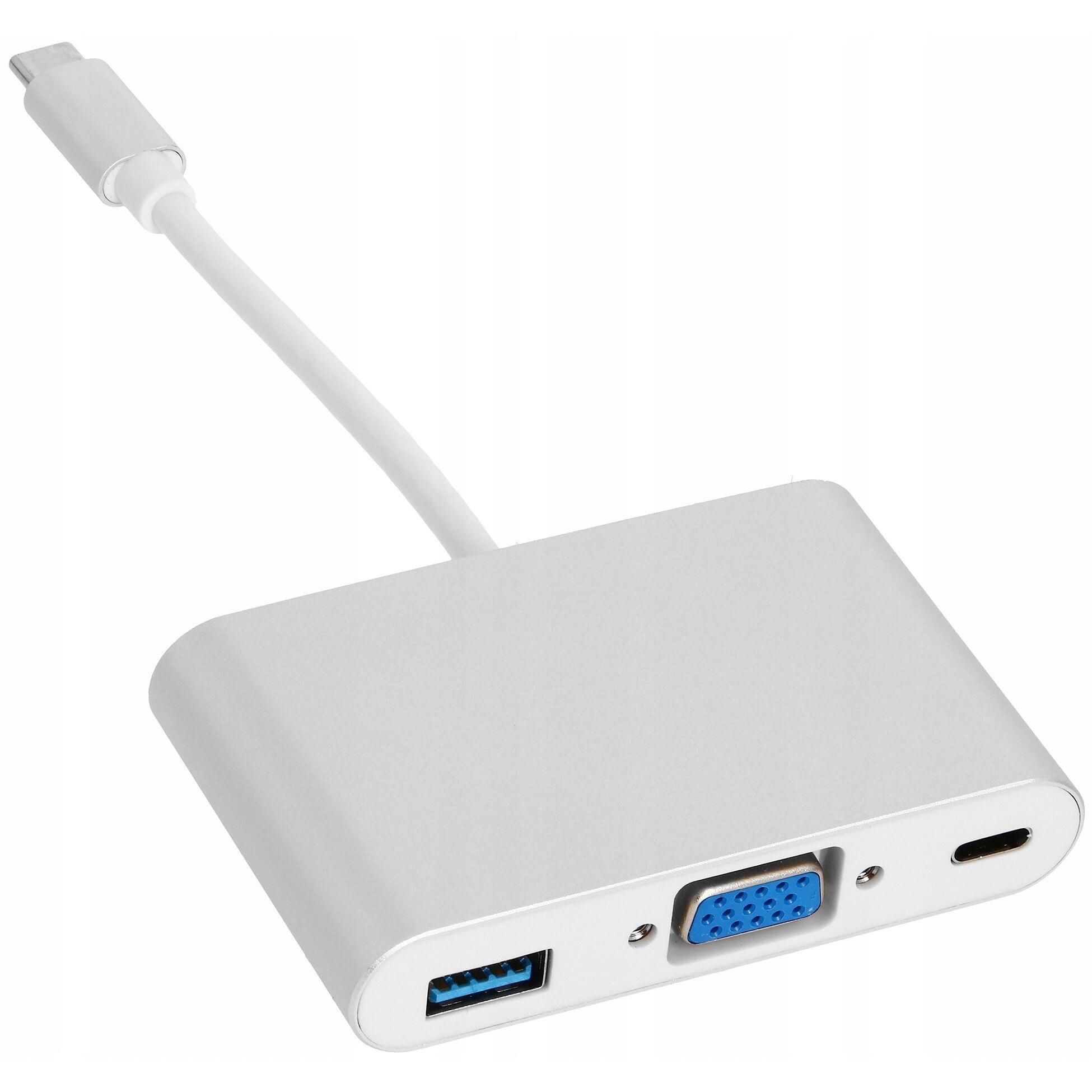 Adaptor 3w1 PAWONIK USB C Tata La USB C Mama HDMI Mama VGA Mama Alb