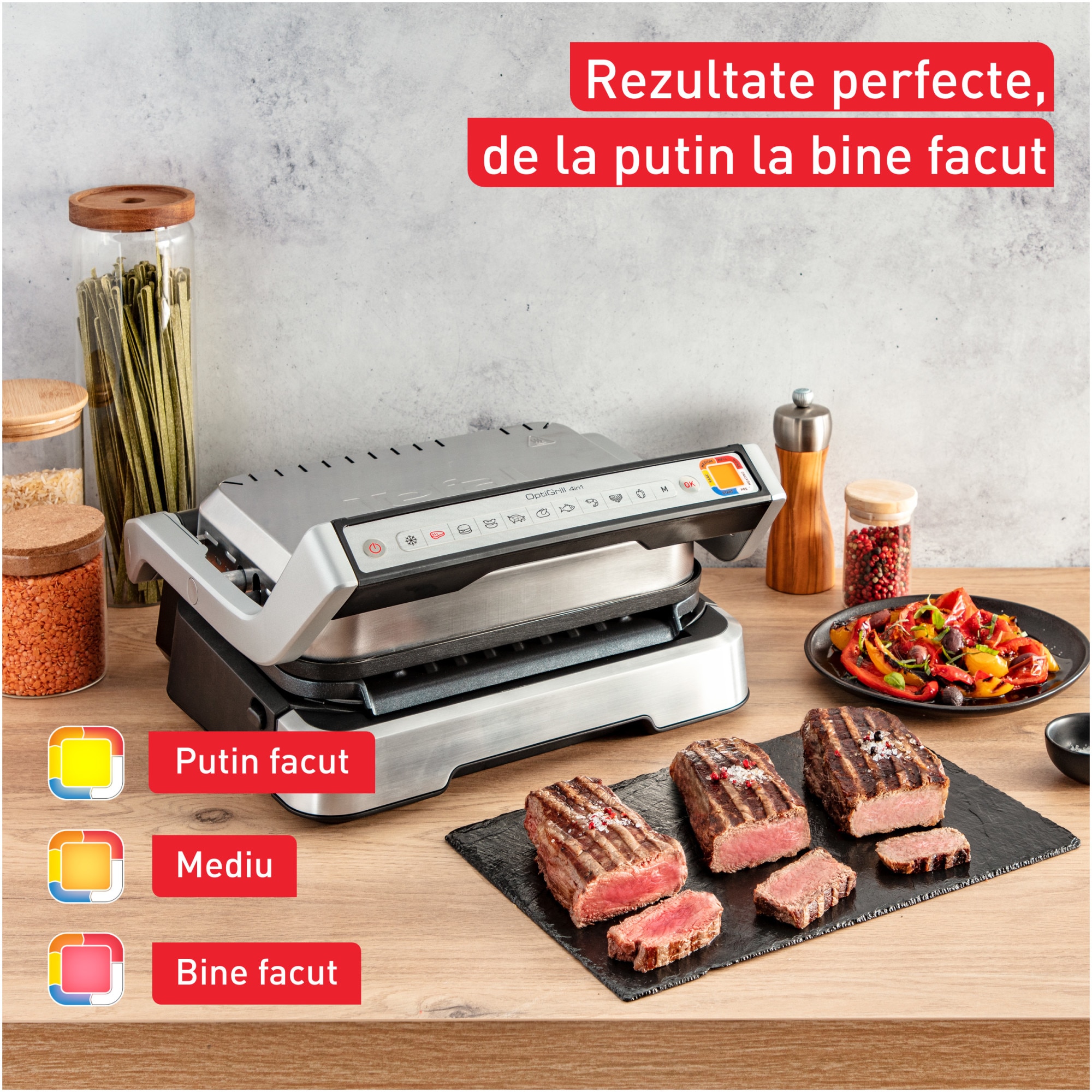 Gratar Electric Tefal OptiGrill 4 In 1 GC774D30 2100W 9 Programe De