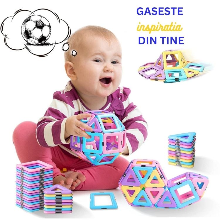 Set Inteligent De Constructie Blocuri Magnetice Cu 80 Piese 3D