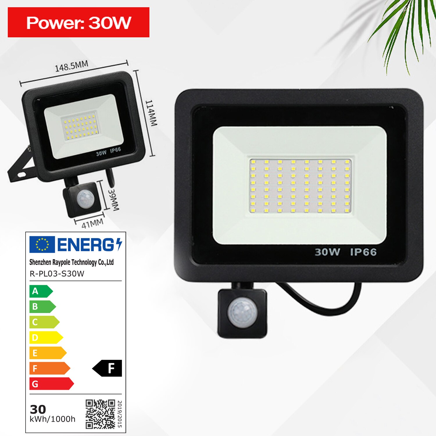 Proiector Led Exterior Cu Senzor De Miscare Putere W Lumina Alba