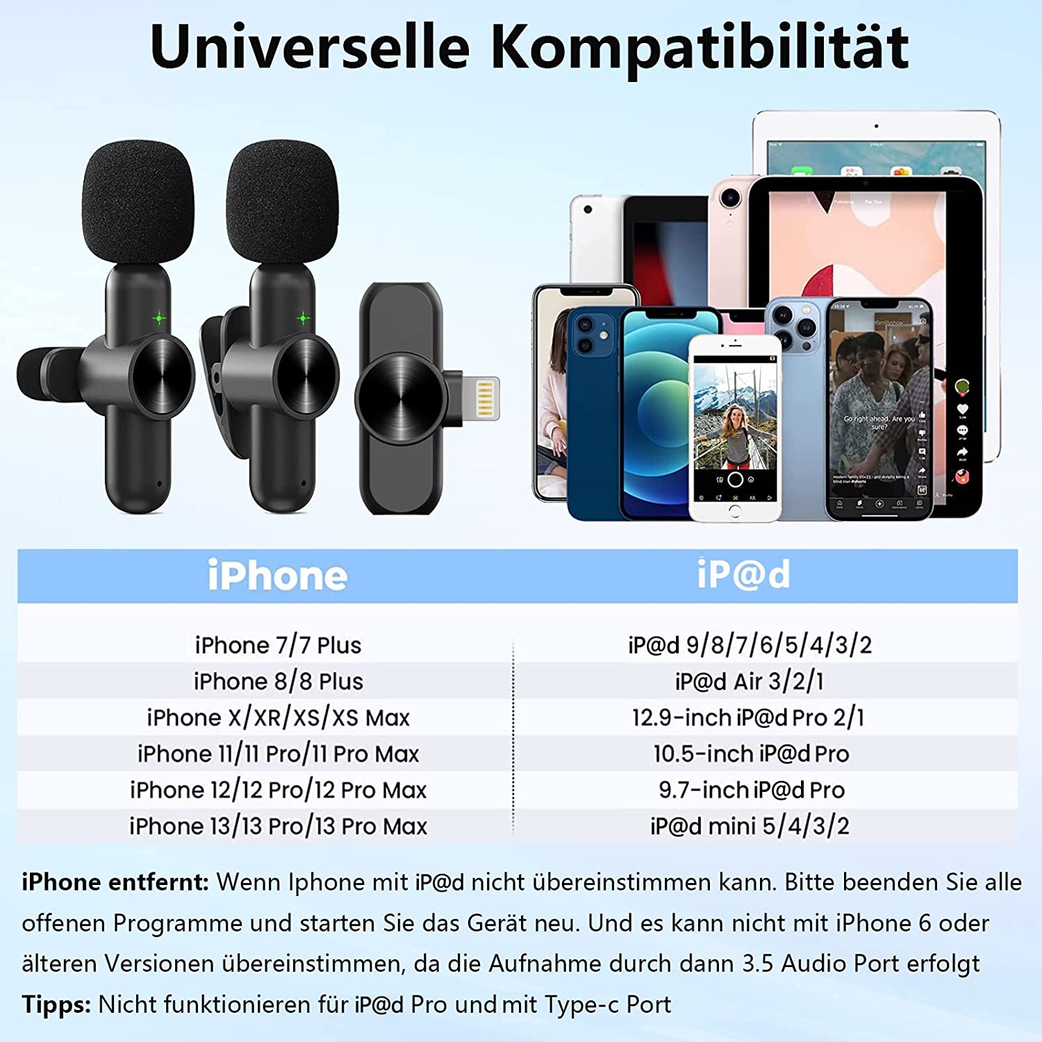 Set 2 Microfoane Lavaliera Profesionala Pentru IPhone Wireless