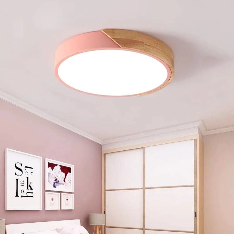 Plafoniera Cu Led Macaron Goeco Metal Lemn V W Dimensiuni