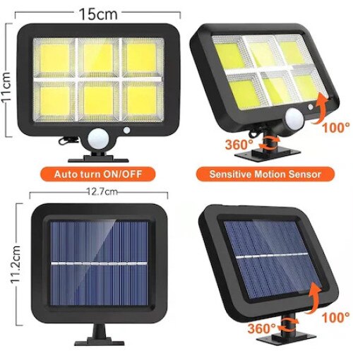 Lampa Solara Cu Telecomanda 120 COB LED Cu Senzor De Miscare Si