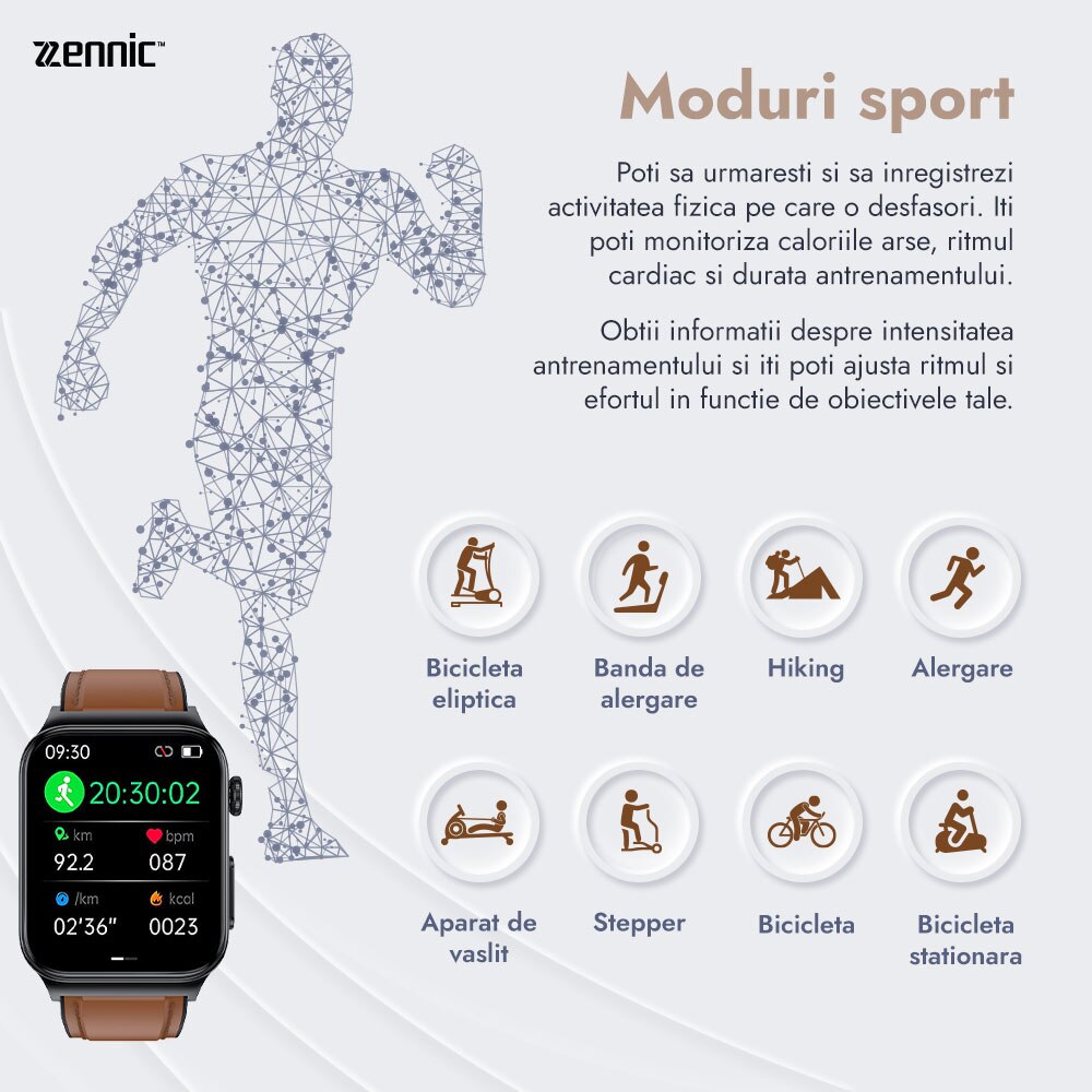 Ceas Smartwatch Zennic EasyWear Full Touch Display Notificari