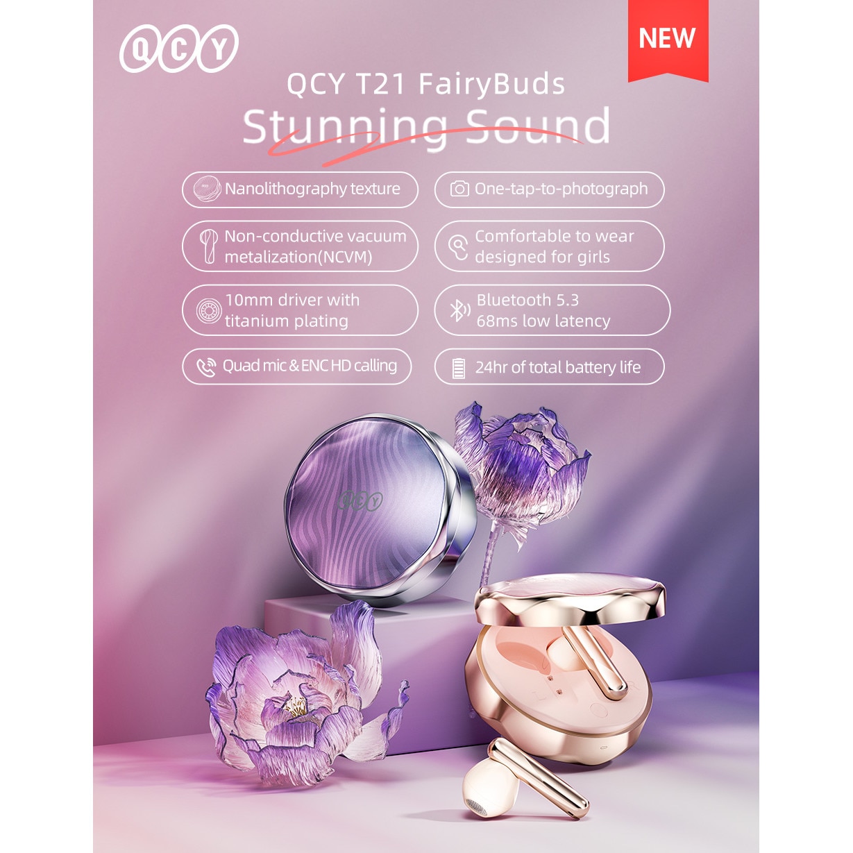 Безжични Слушалки Xiaomi QCY T21 Fairy Buds Bluetooth 5 3 ENC