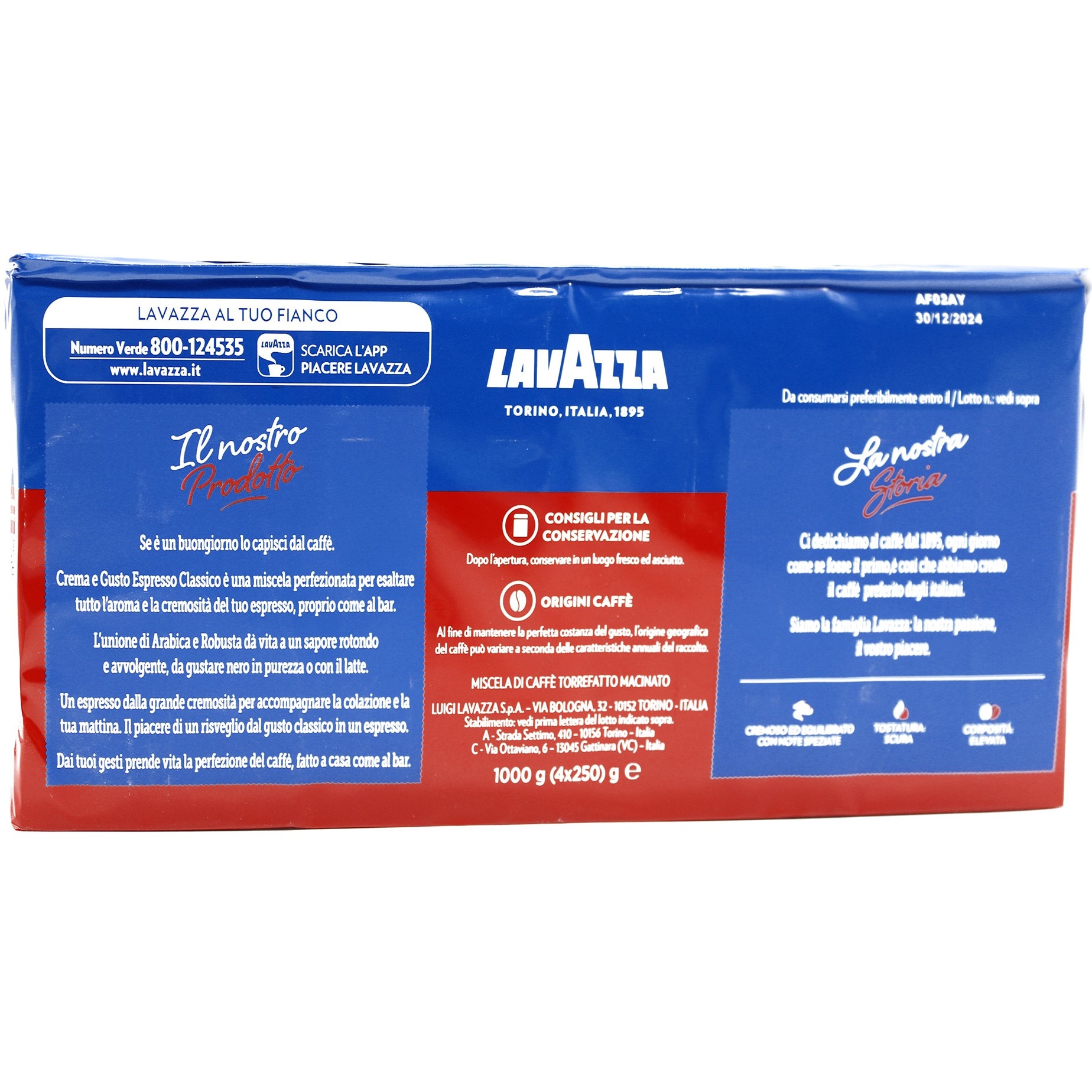 Lavazza Crema e Gusto Classico No 8 Őrölt kávé 4 x 250g eMAG hu