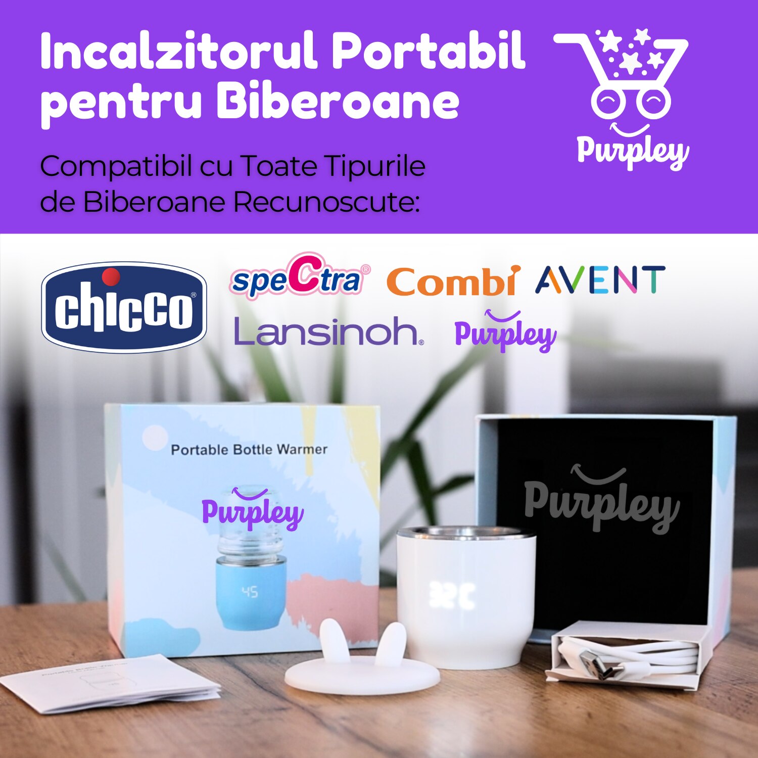 Incalzitor Biberoane Compatibil Cu Philips Avent Electric Portabil