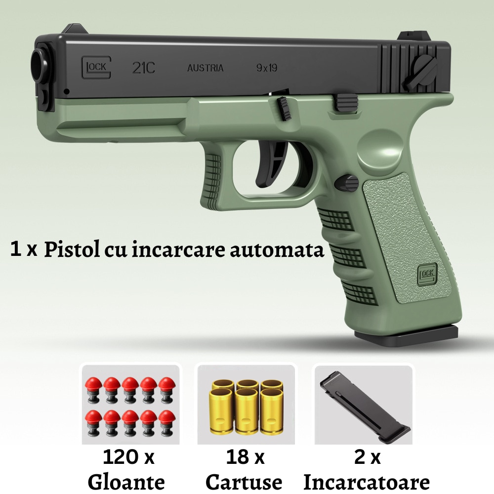 Pistol De Jucarie Alexverity Cu Gloante Si Cartuse Incarcatoare