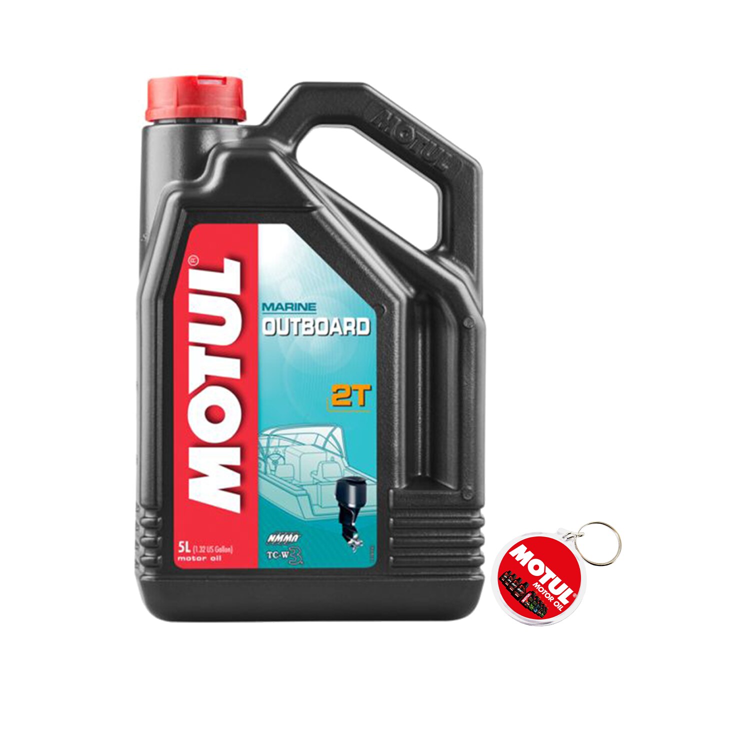 Set Ulei Motor Motul Outboard 2T Volum 5 L Mineral Si Breloc Motul