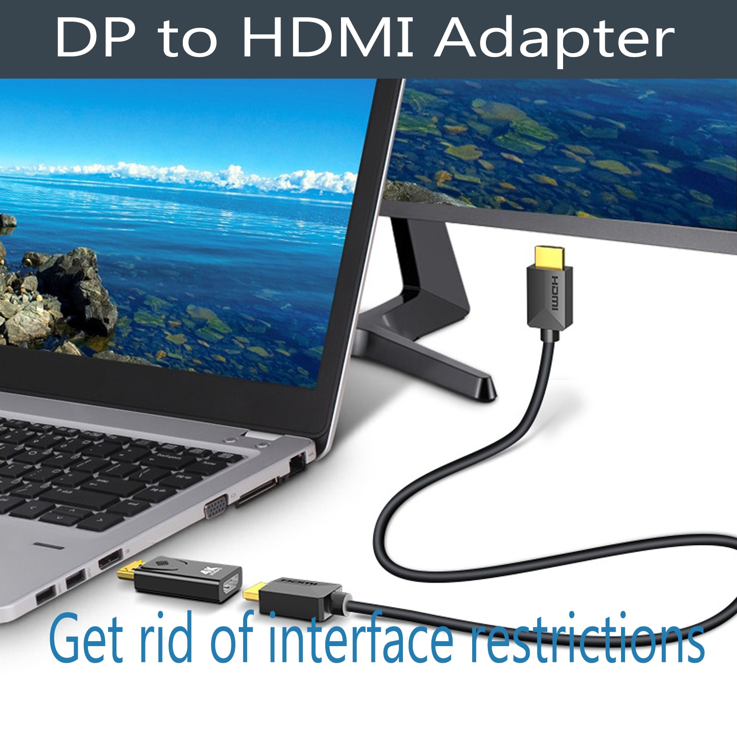 Adaptor Mufa DisplayPort DP HDMI Active 4K 30HZ Suporta Rezolutie