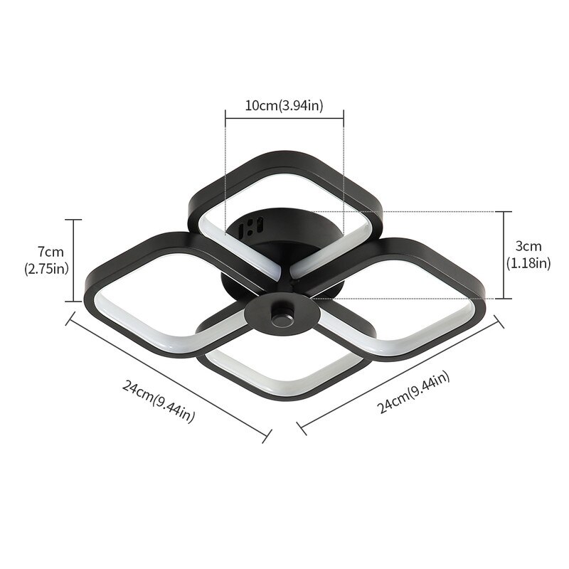 Plafoniera Cu Led Goeco 4 Capete 32w Dimensiuni 24x24x8 6500k