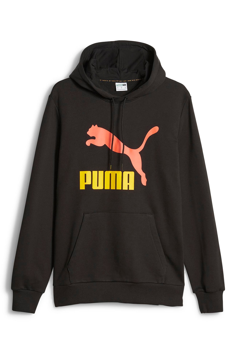 Puma Classics kapucnis pulóver kenguruzsebbel és logómintával Fekete