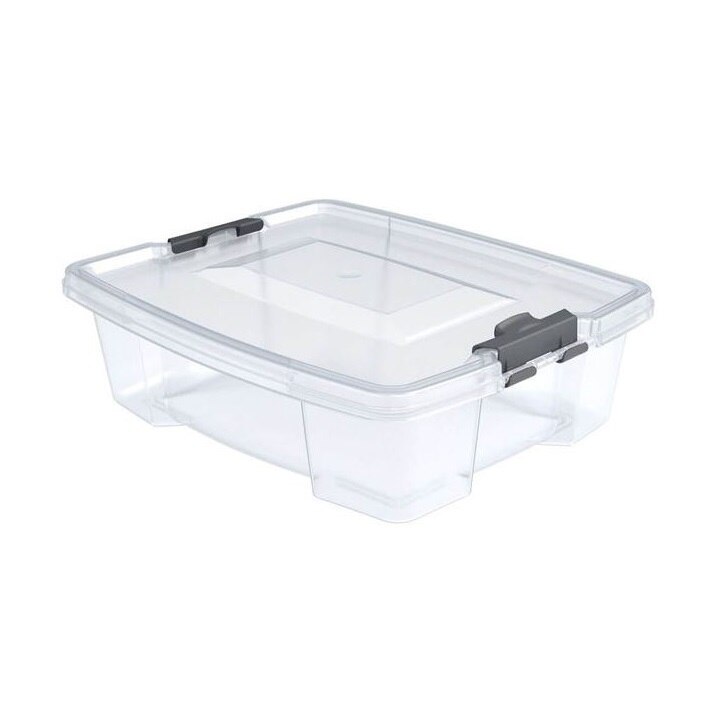 Cutie Depozitare Cu Manere Si Capac Plastic Transparent 22x18x7 Cm