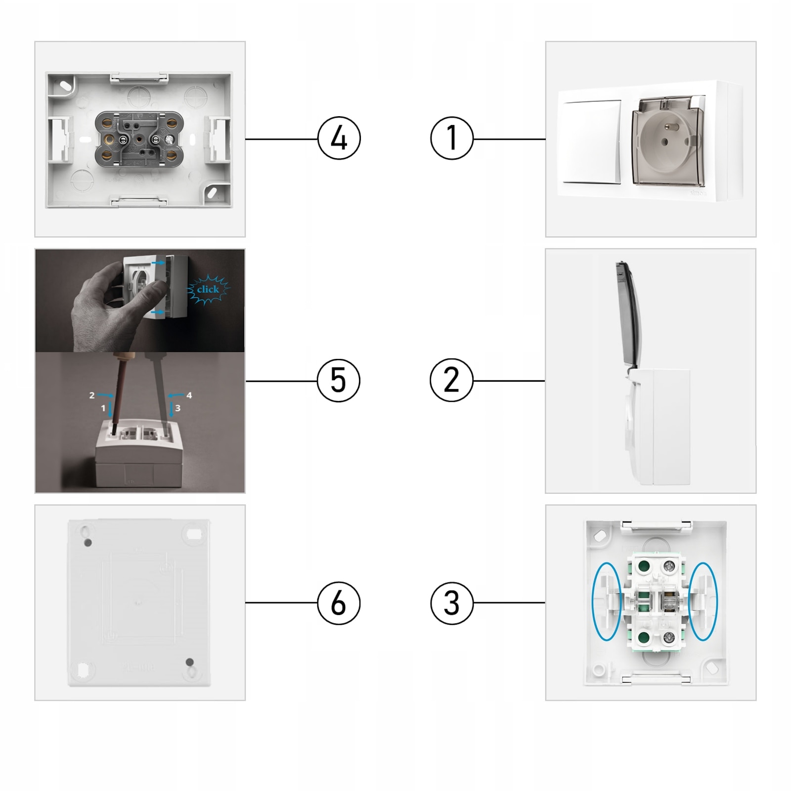 Priza De Perete Cvadrupla Kontakt Simon 16A 250V IP20 Alb EMAG Ro