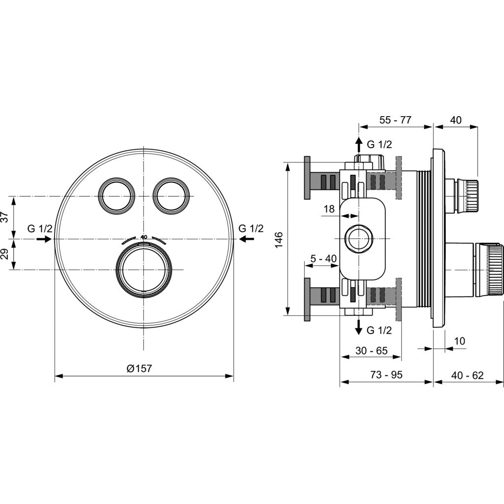 Baterie Ideal Standard Ceratherm Navigo Pentru Dus Alama Crom EMAG Ro