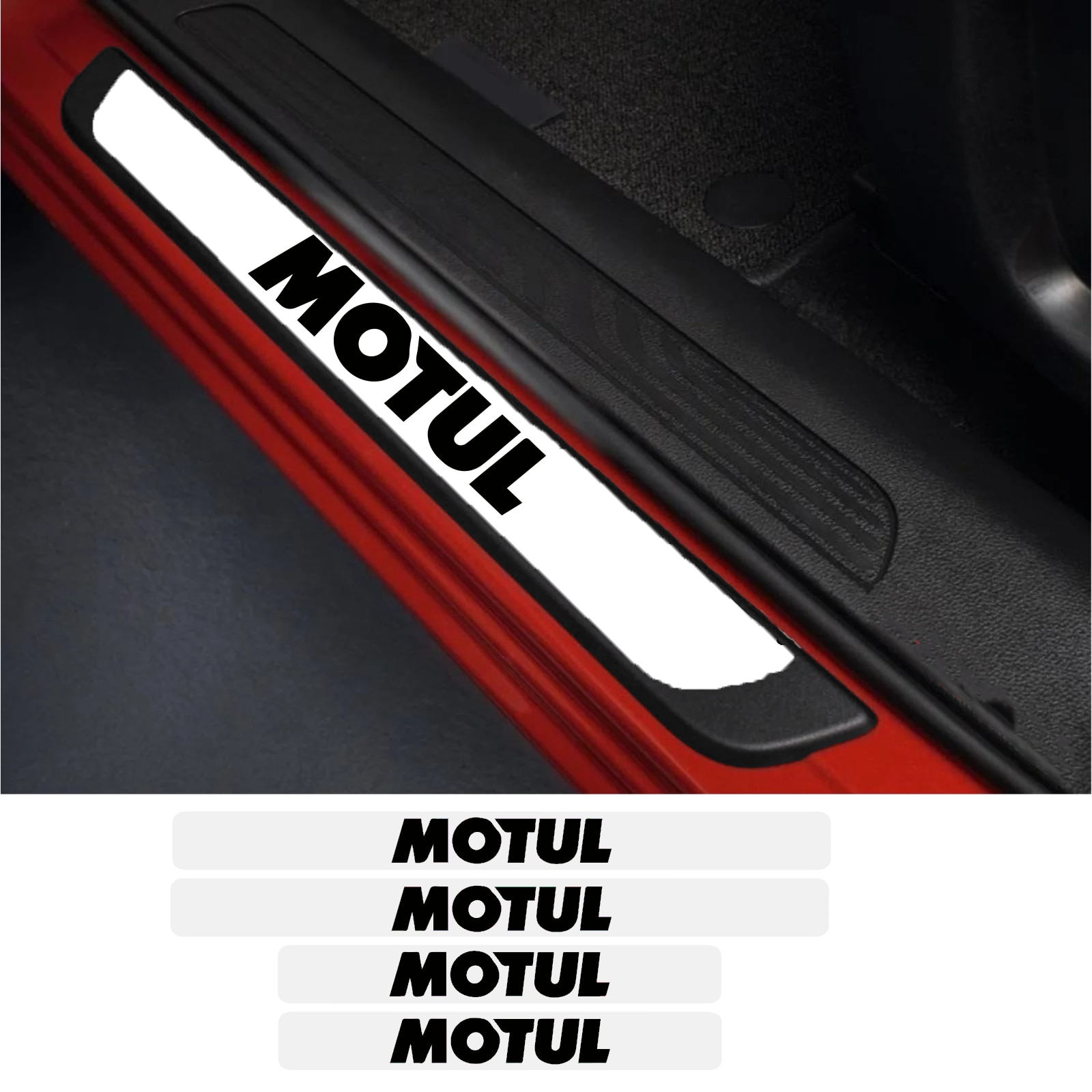 Set 4 Protectii Praguri Auto Autoadezive Motul Negru Si Breloc Drumul