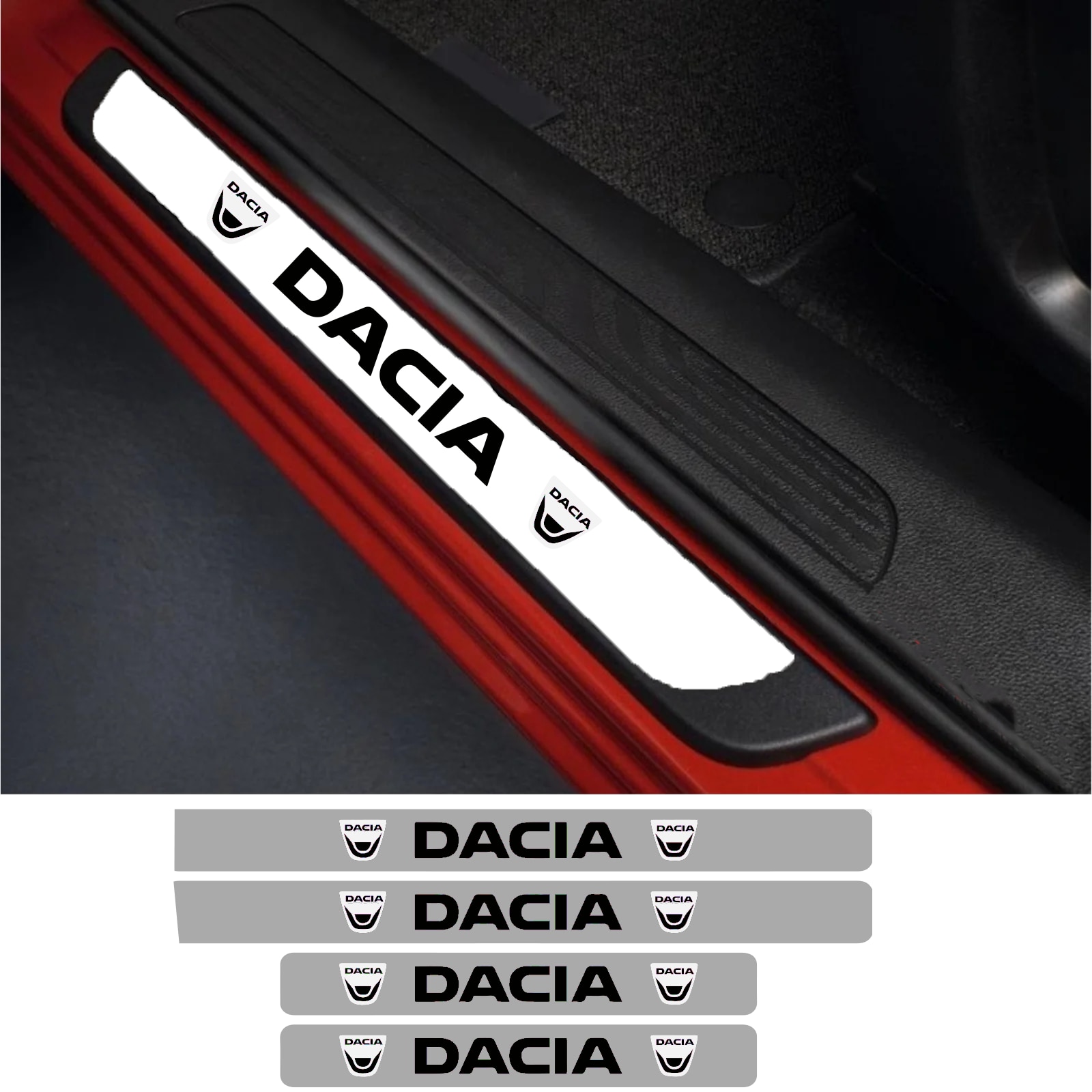 Set 4 Protectii Praguri Auto Autoadezive Dacia Model 2 Negru EMAG Ro