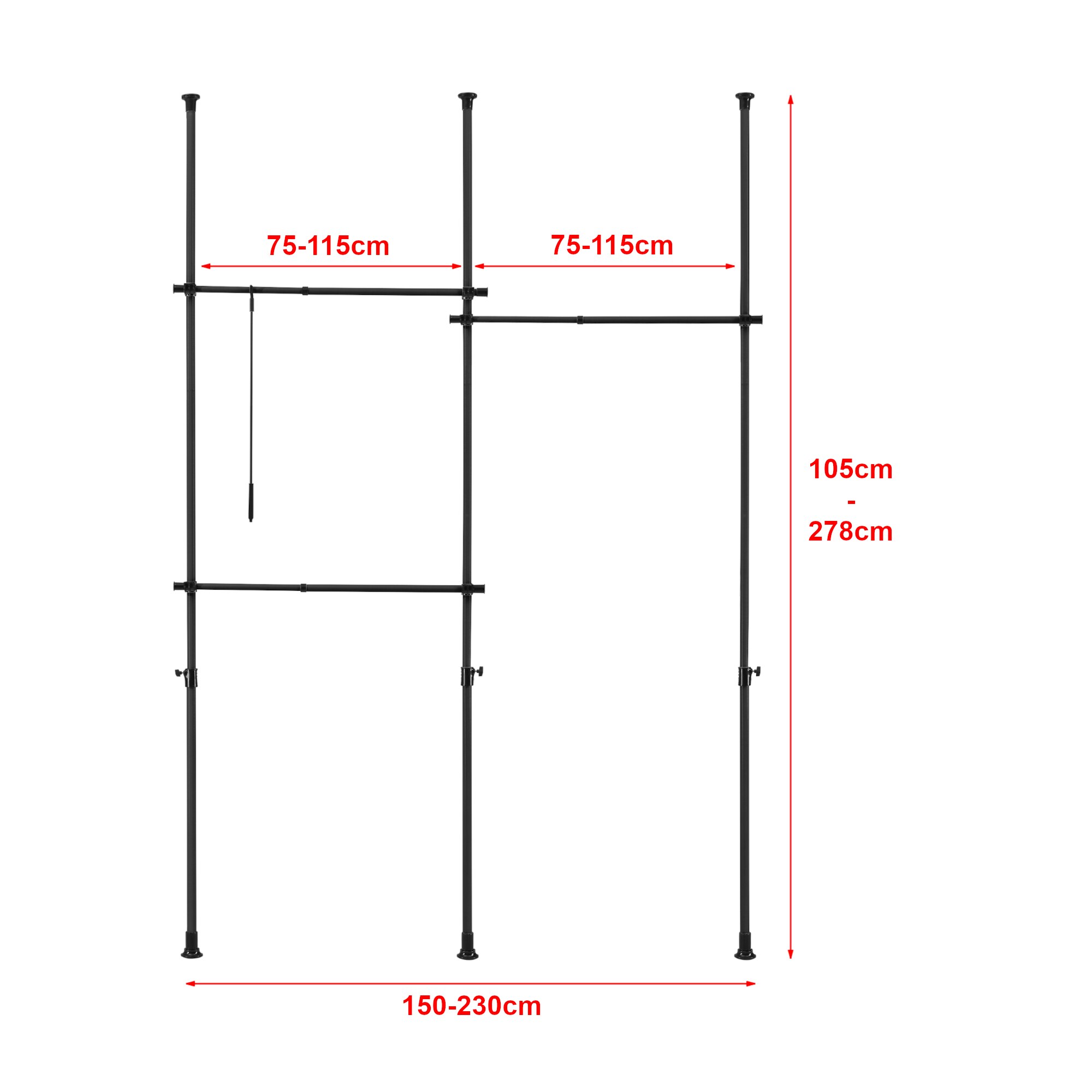 en casa Teleszkópos ruhaállvány AATR 6522 Kemi 105 278 x 150 230