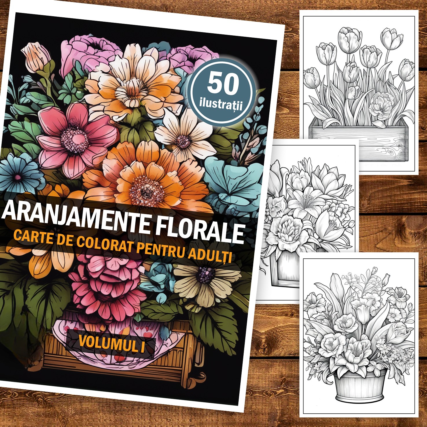 Carte De Colorat Pentru Adulti 50 De Ilustratii Aranjamente Florale