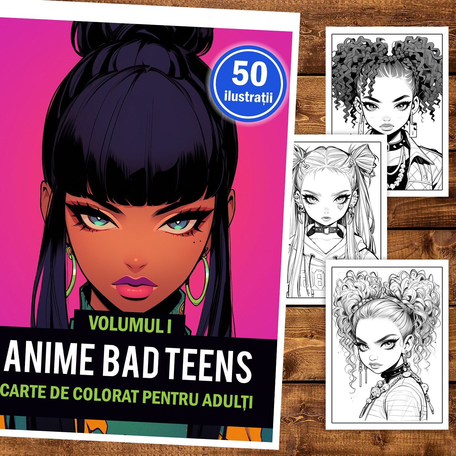 Carte De Colorat Pentru Adulti 50 De Ilustratii Anime Bad Teens