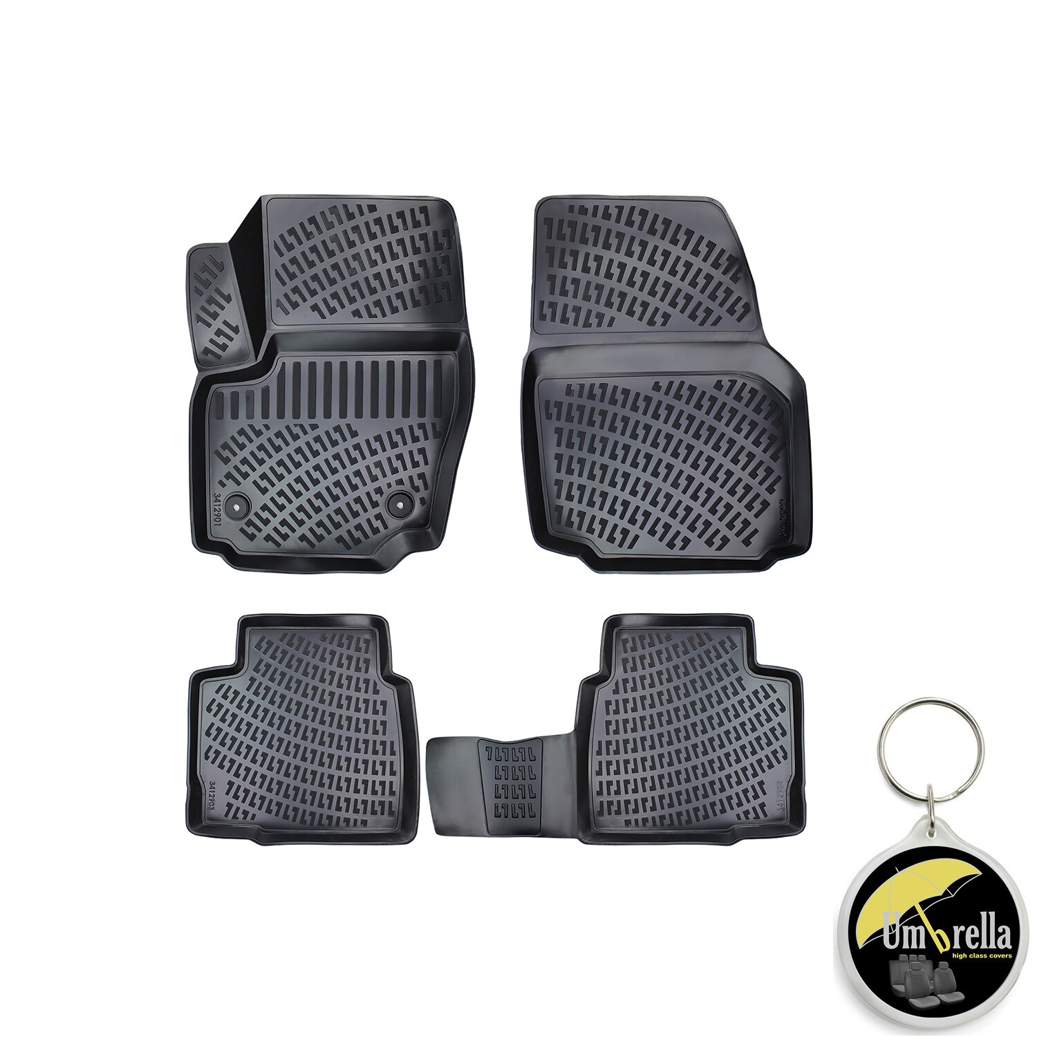 Set 4 Covorase Auto Cauciuc Tip Tavita Premium Line 3D Pentru FORD