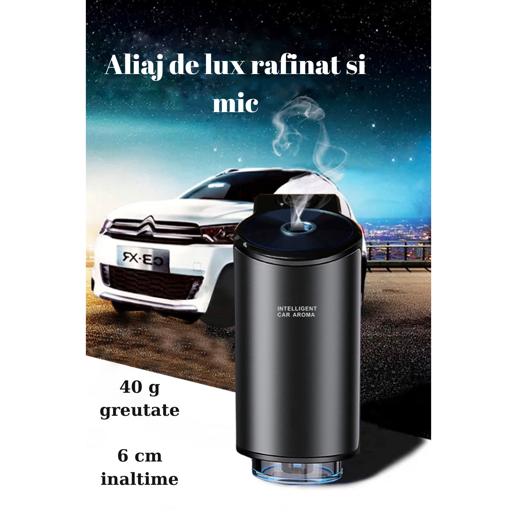 Aparat Odorizare Parfumare Auto Negru Cu Acumulator Si Parfum Inclus