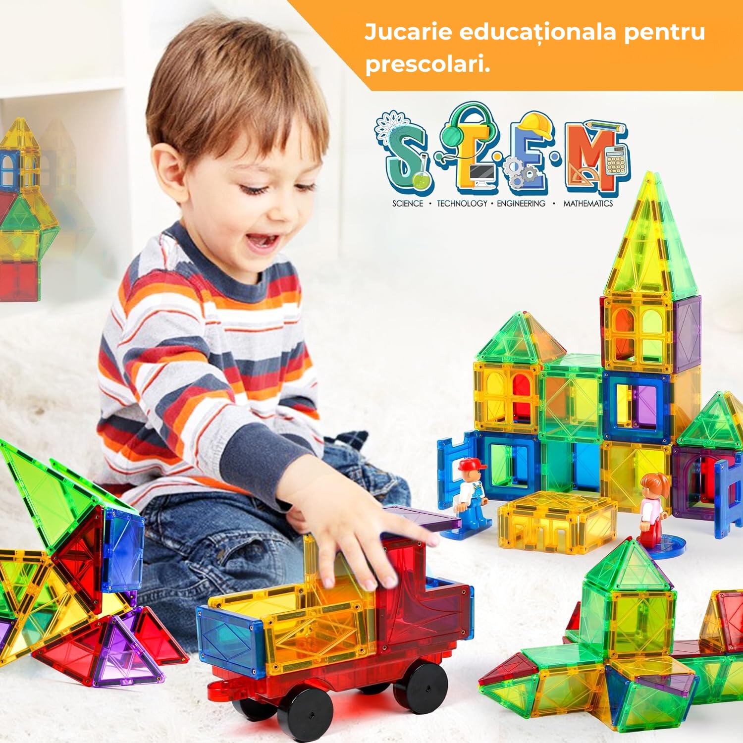 Set Inteligent De Constructie Cu Placi Magnetice 116 Piese Mari 2