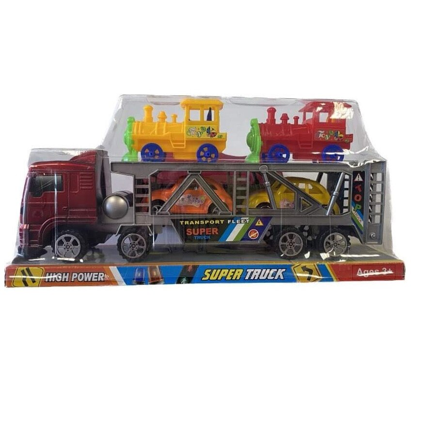 Set Camion Trailer Pentru Transport Cu Doua Locomotive Si Doua