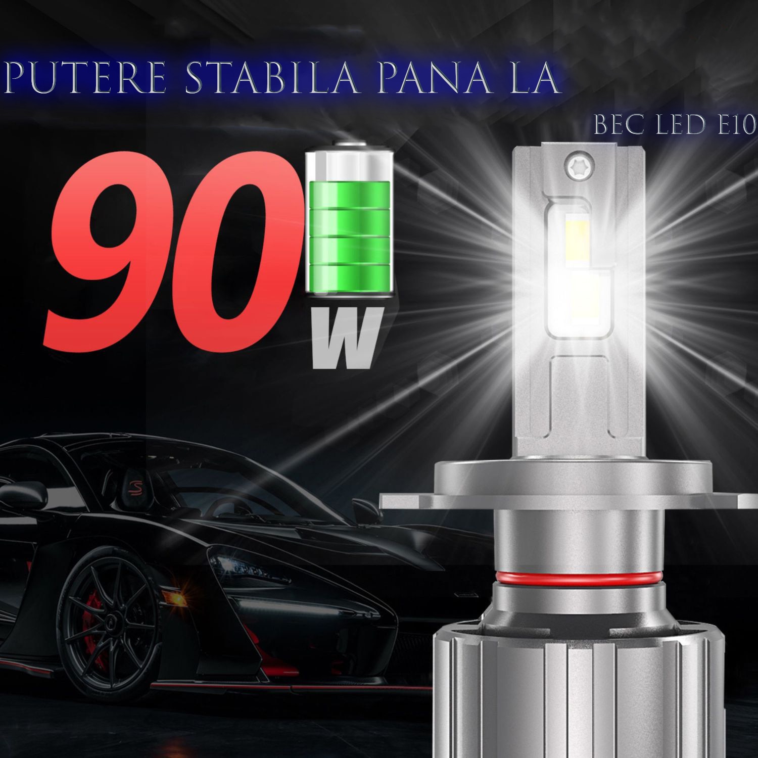 Set 2 Becuri Auto H7 LED PHOENIX RINASCENTE Canbus E10 200W 48000