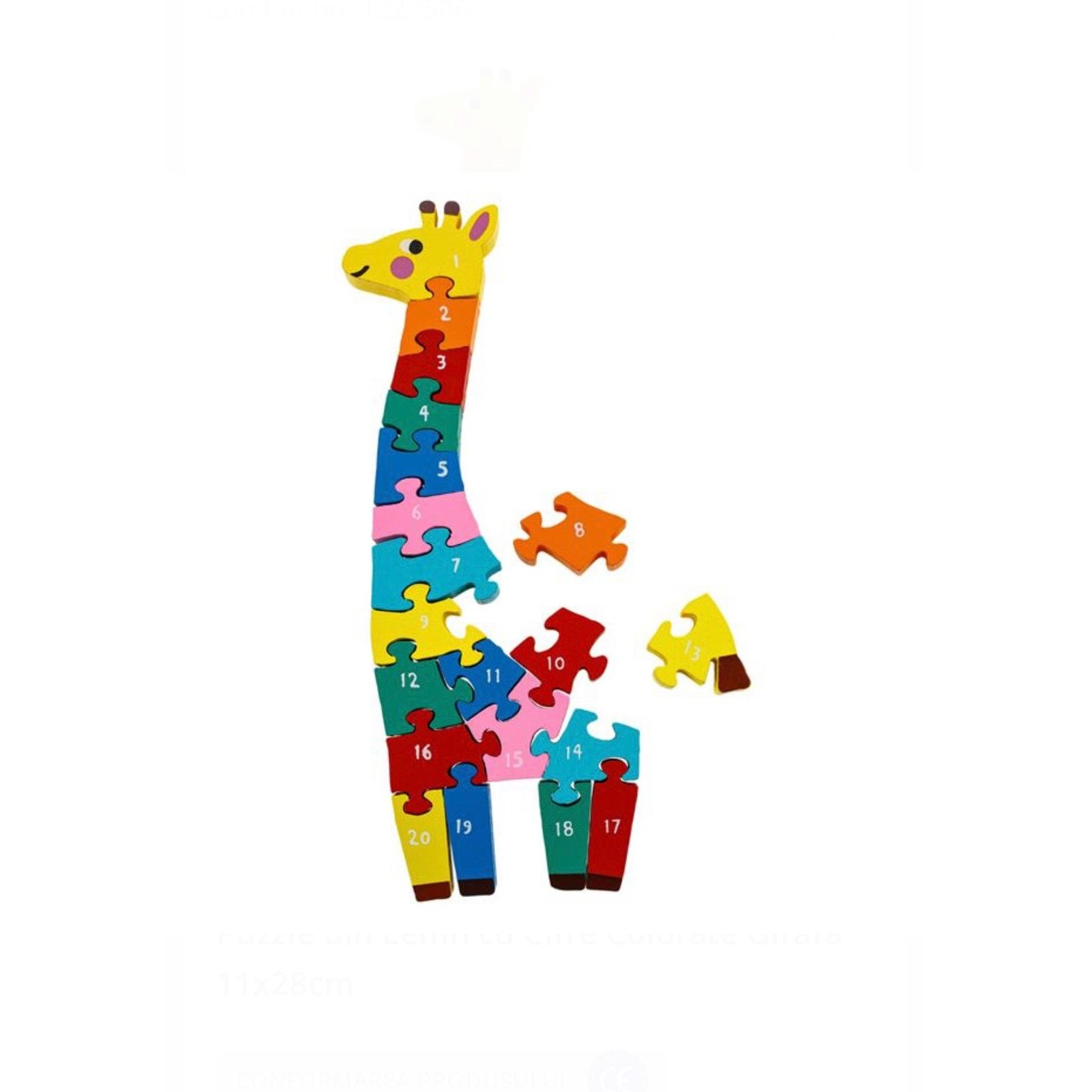 Puzzle Incastru Din Lemn Cu Cifre Colorate Girafa 20 Piese EMAG Ro