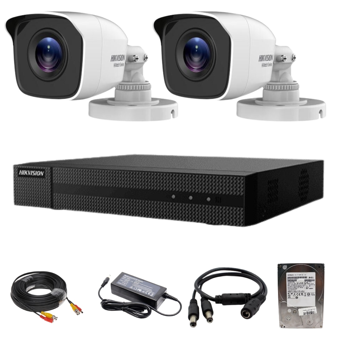 Sistem Supraveghere Hikvision TurboHD HiWatch 2 Camere 2MP IR 20m