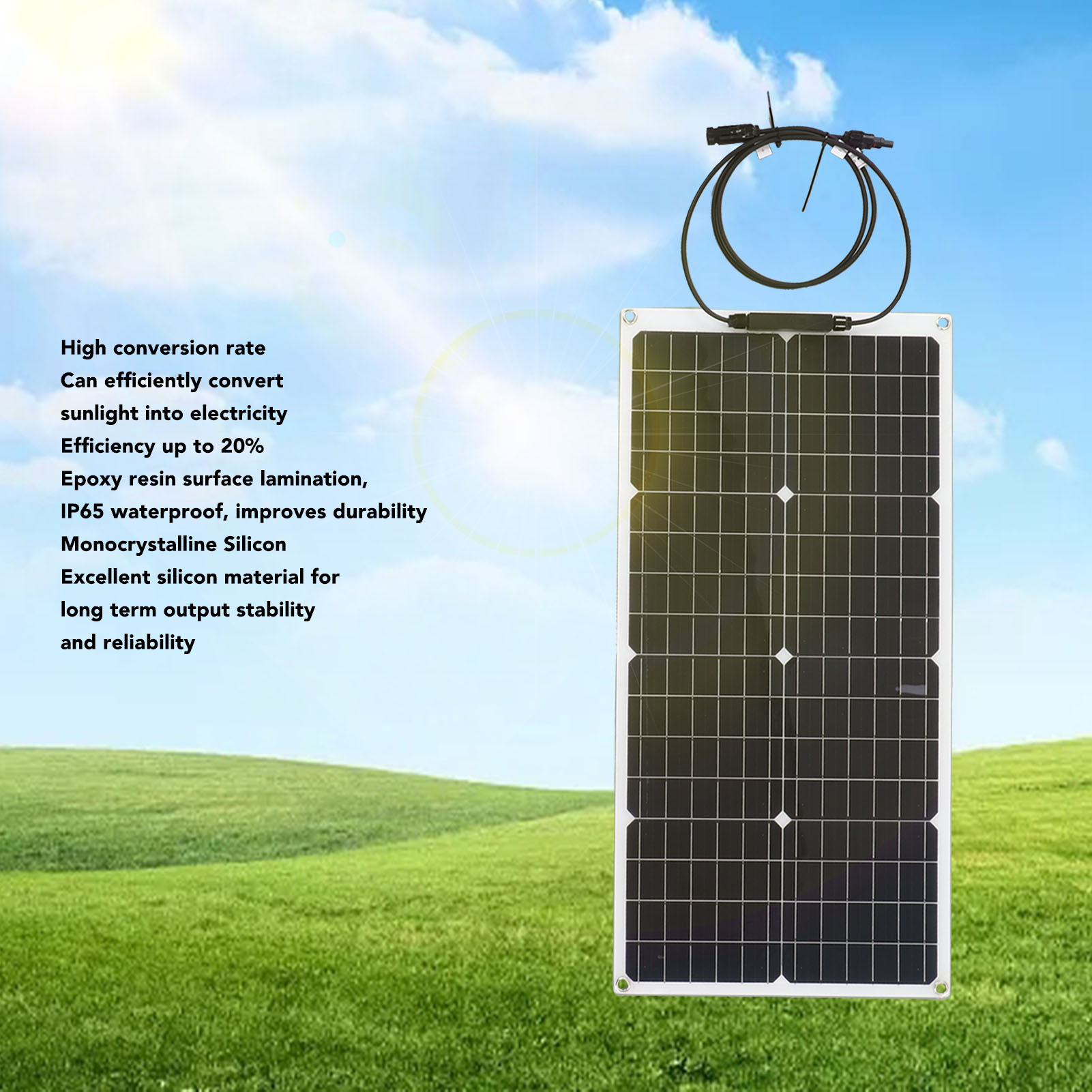 Panou Solar Portabil KkvoGmle 50W 18V IP65 Siliciu Monocristalin