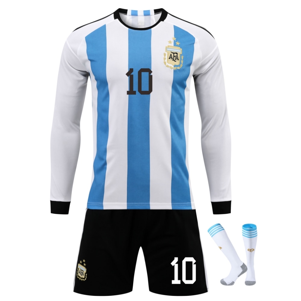 Echipament Sportiv Copii Argentina Messi Maneci Lungi Fotbal Tricou Set