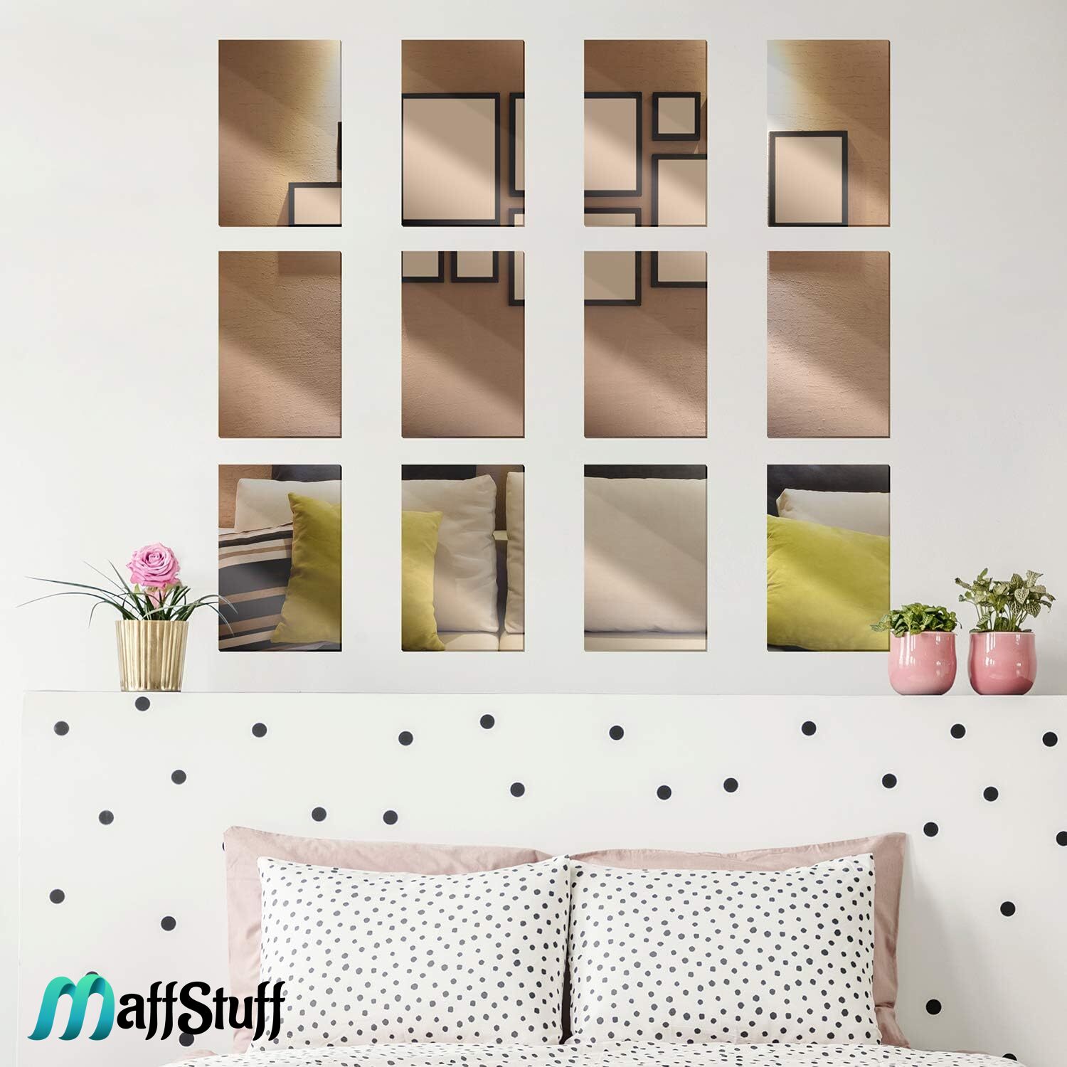 Set 6 Oglinzi Acrilice Decorative Autoadezive Dreptunghiulare Pentru