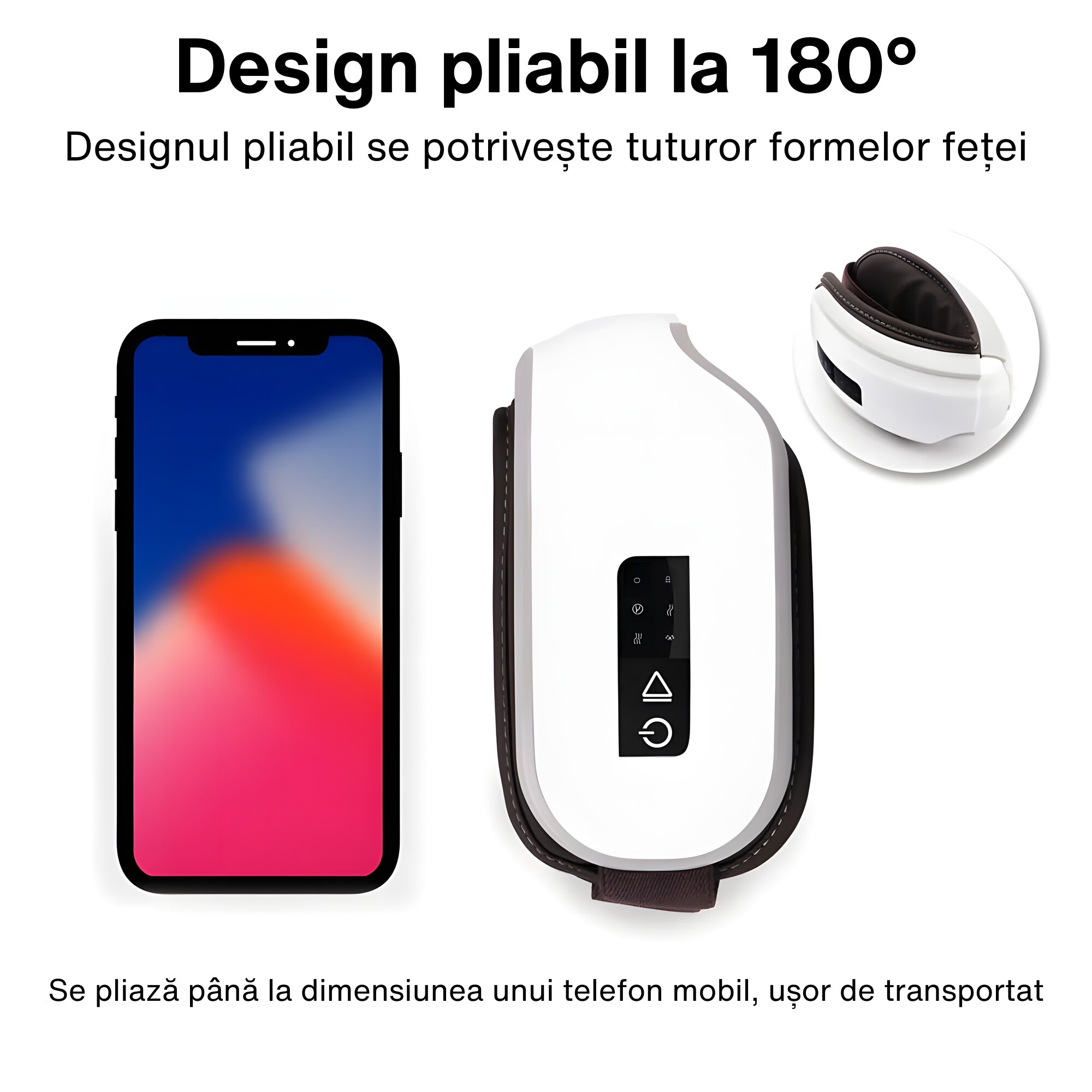 Aparat Smart De Masaj Ochi Si Tample Muzica Bluetooth Compresa Cu