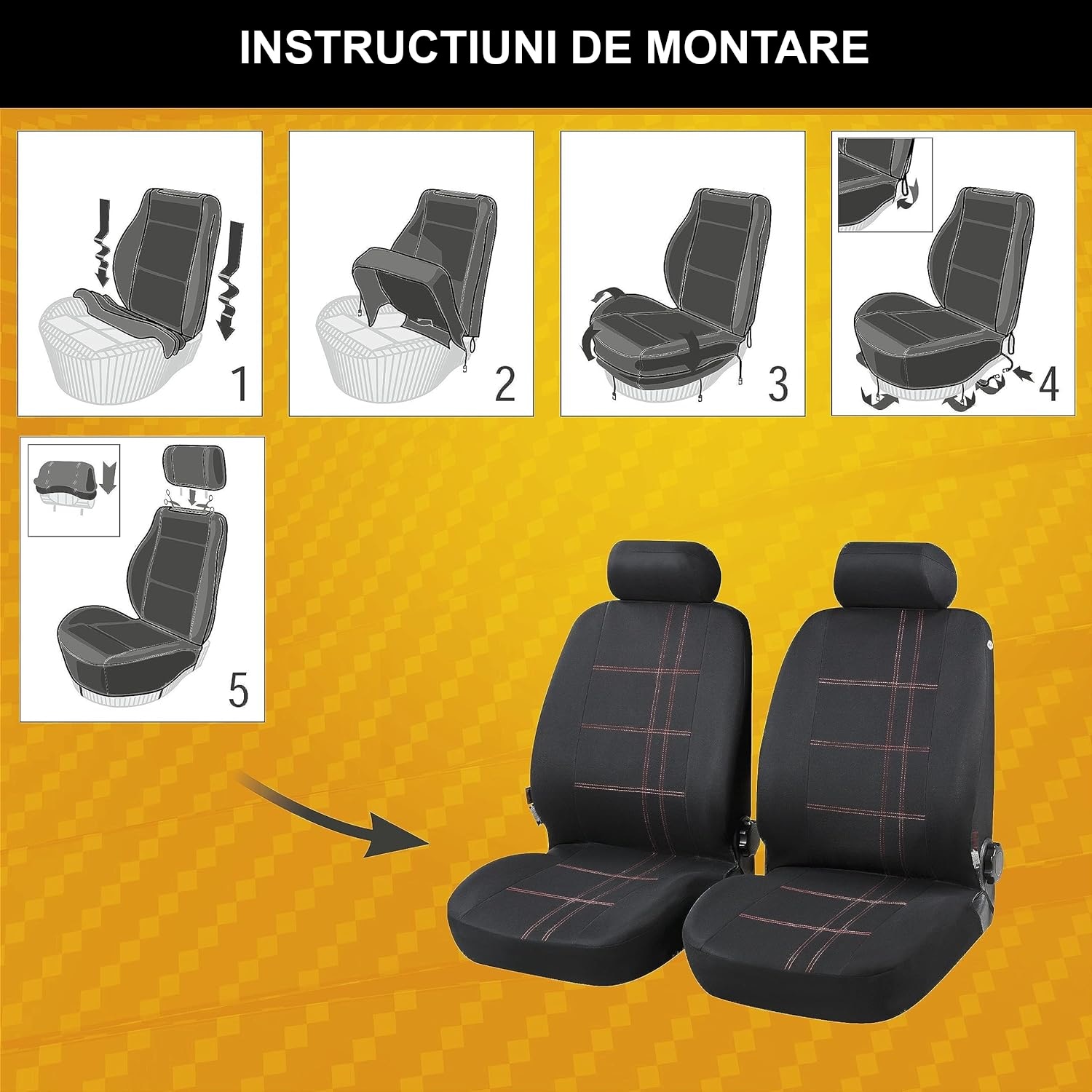 Set Huse Scaune Auto Fata Nashville Compatibile Scaune Cu Airbag