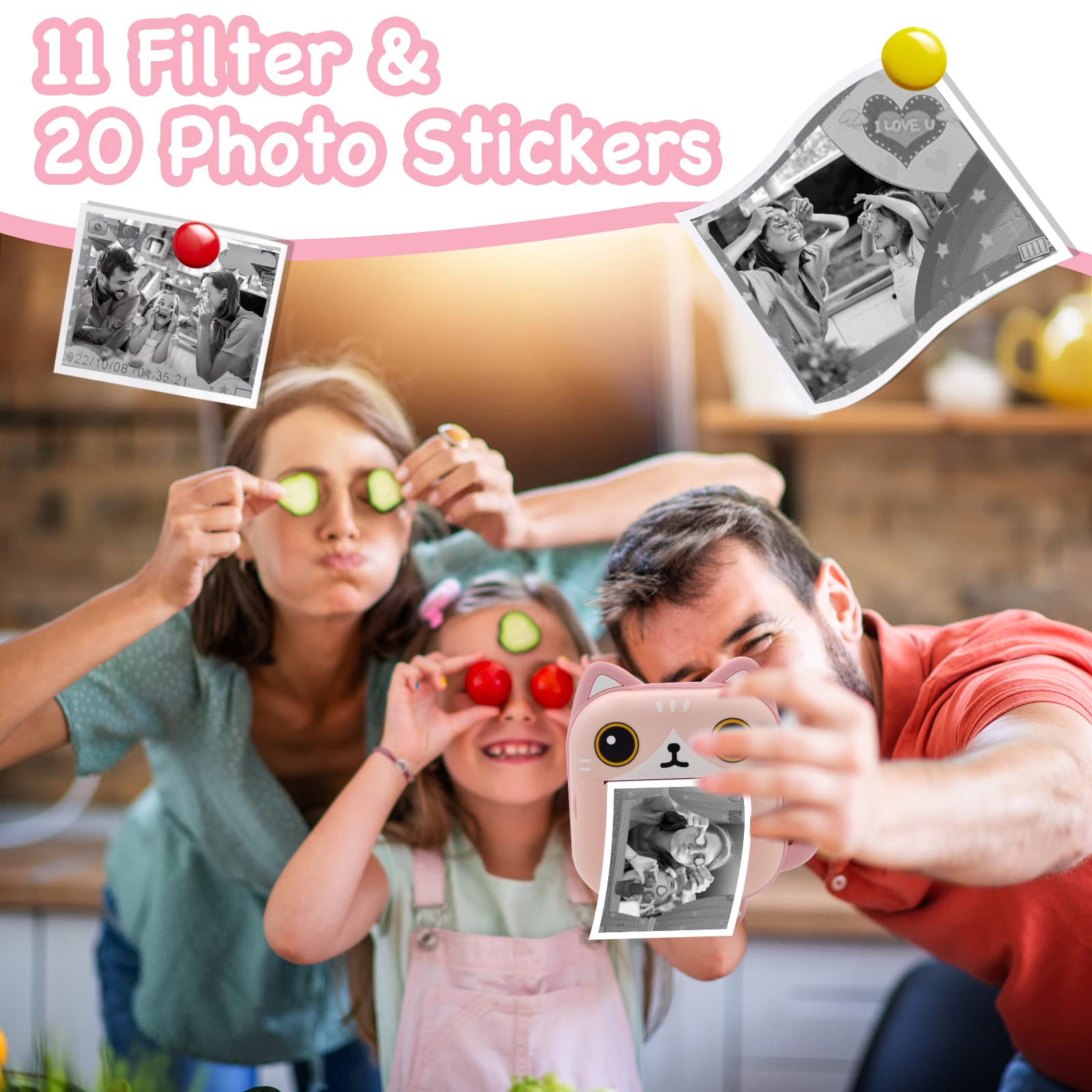 Set Aparat Foto Digital Pentru Copii WALALLA Cu Functie De Printare