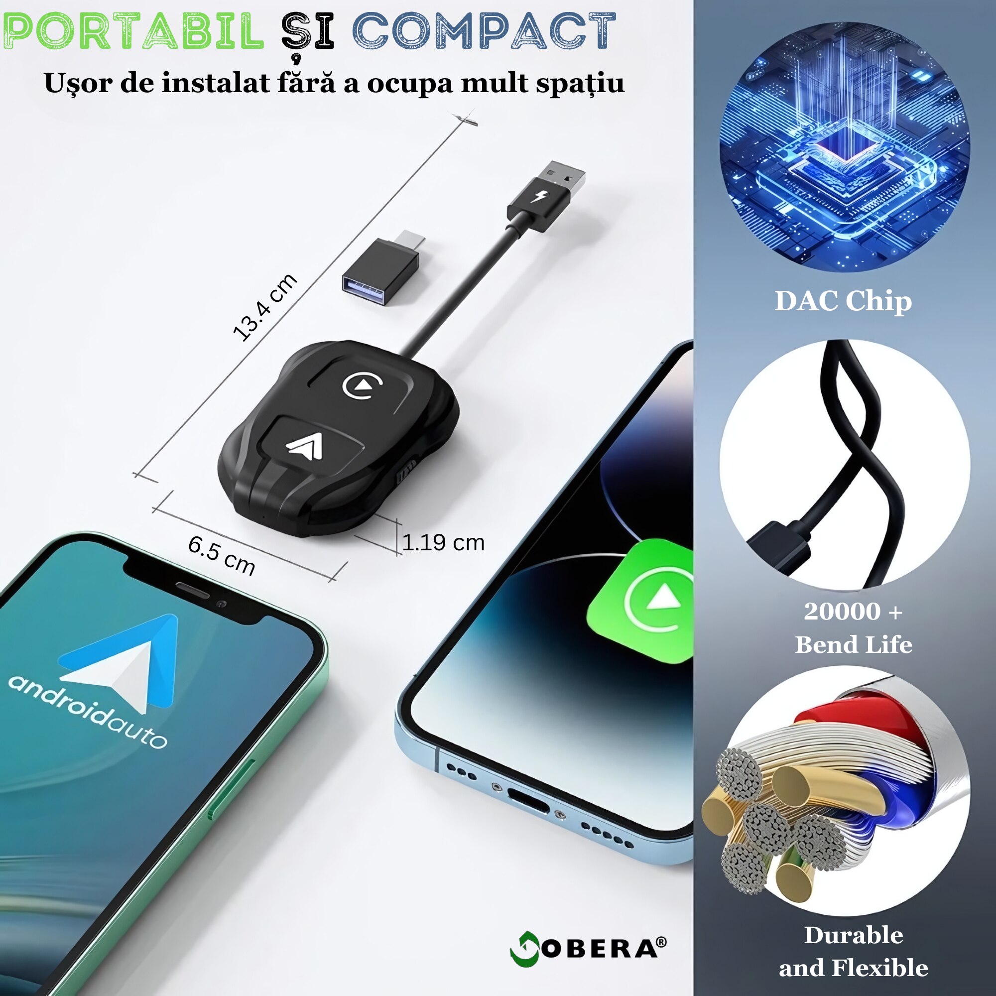 Adaptor Wireless Gobera Carplay Android Auto In Compatibil Cu