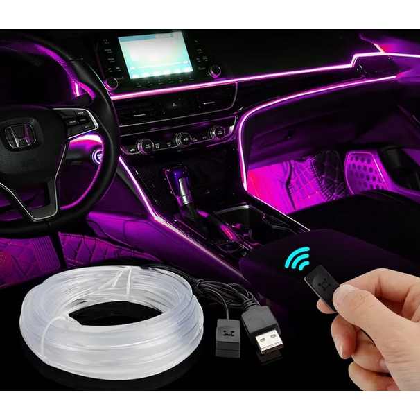 Lumini Ambientale Auto Led Rgb Conectare Usb Cu Telecomanda Pe Fir