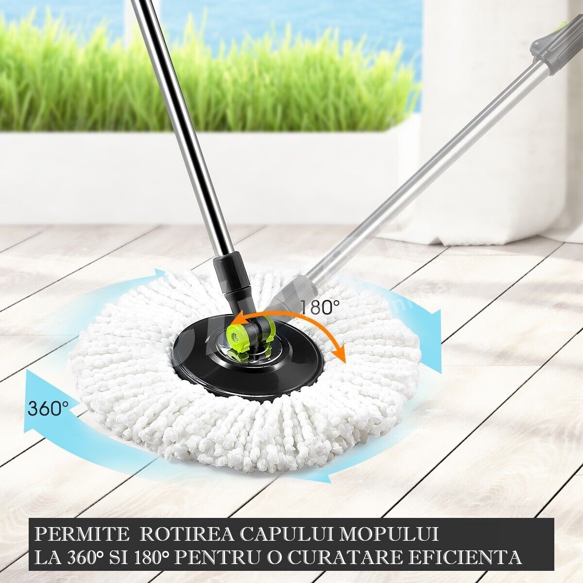 Set Mop Rotativ Premium TNS Centrifuga Inox 2x Rezerve Microfibra