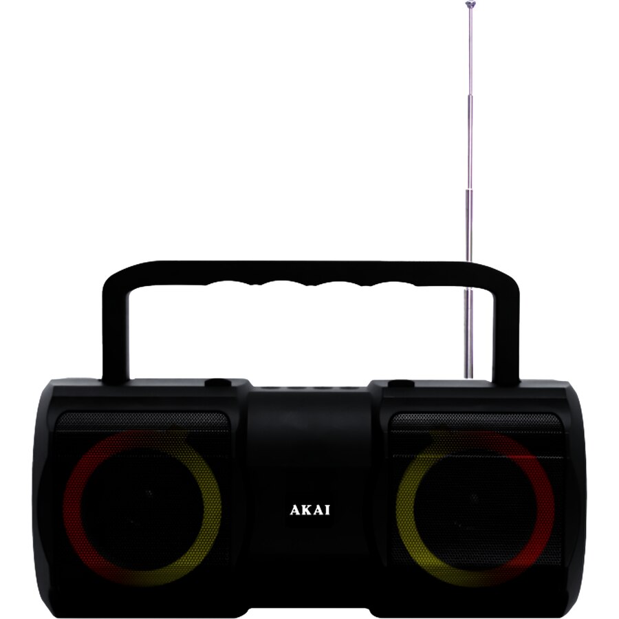 Boxa Portabila Akai Abts Radio Fm Bluetooth Lumini Rgb Negru