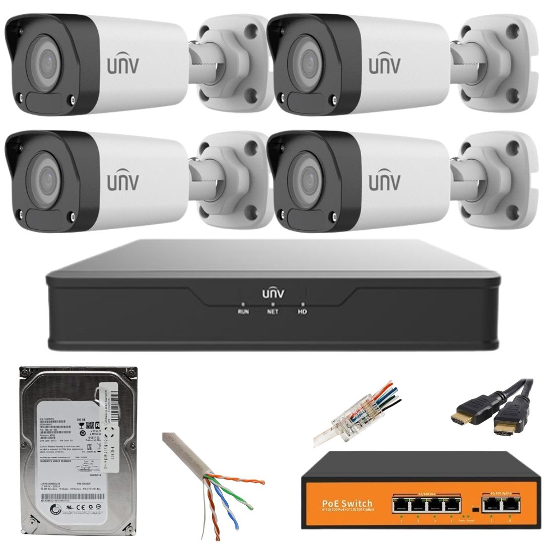 Sistem Supraveghere Unv Camere Ip Mp Ir M Poe Nvr Canale Cu