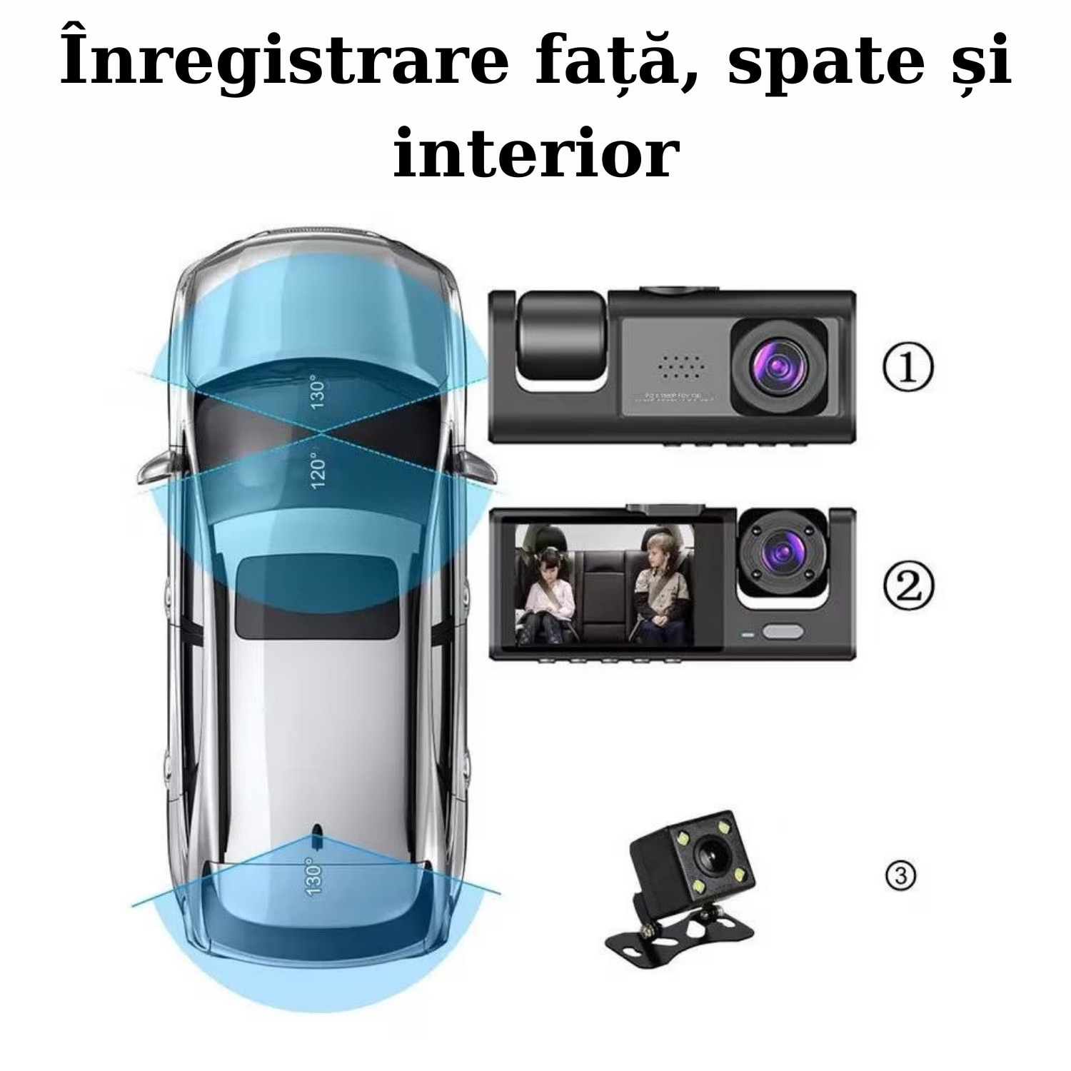 Camera Auto Tripla De Bord Full Hd P Dvr Camera Pro Dash Cam