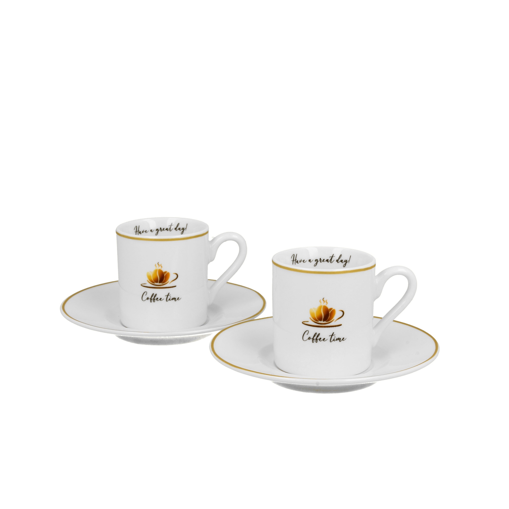 Set 2 Cesti Espresso Cu Farfurioare Cofee Time 1 100 Ml Multicolor