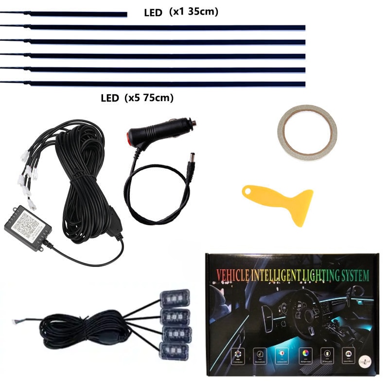 Kit Retrofit Lumini Ambientale Led RGB 64 Culori Pe Suport Acrilic Cu