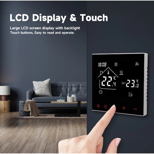 Termostat Smart Wifi Tuya Cu Display Lcd Si Ecran Tactil Pentru