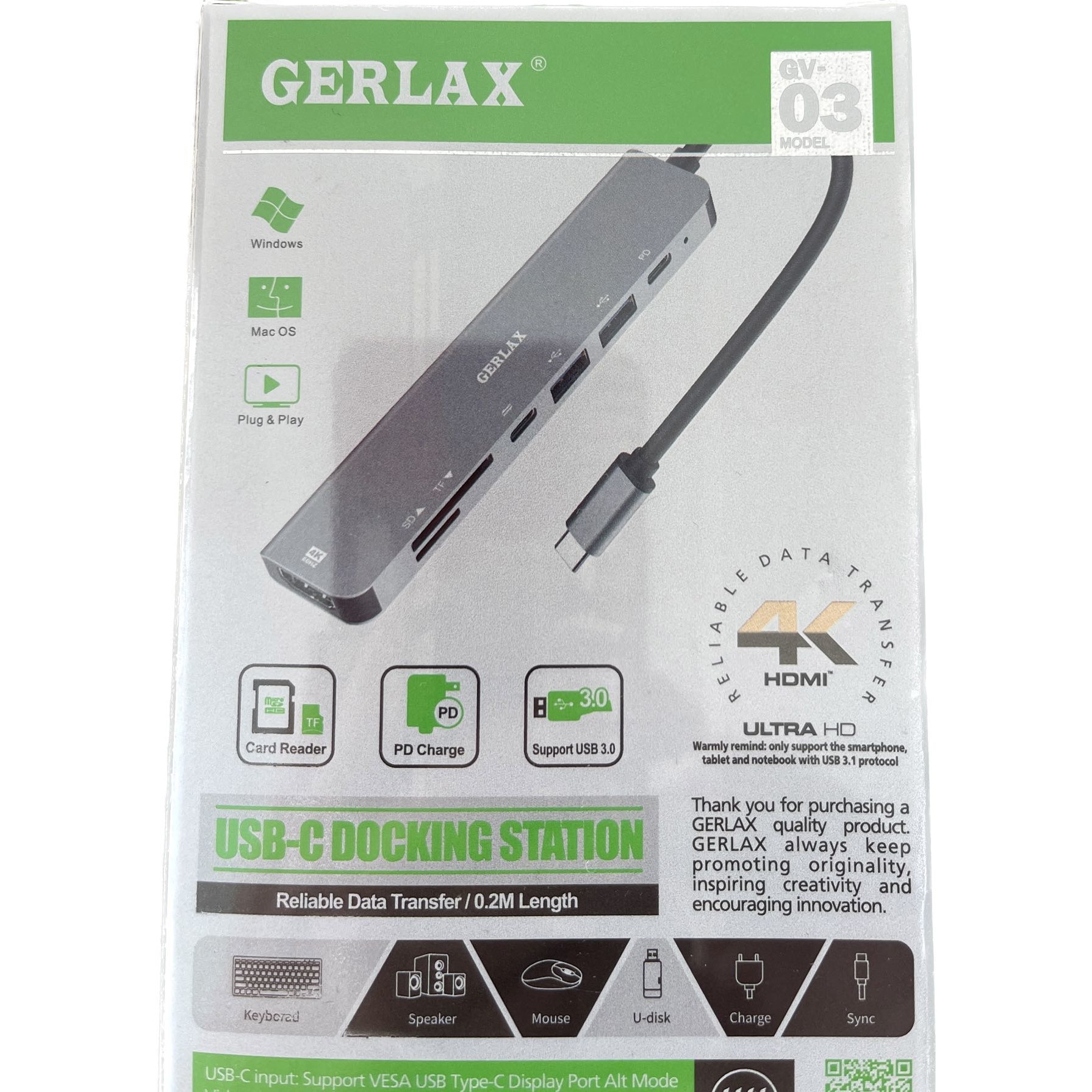 Statie De Andocare Gerlax Usb C Usb Compatibila Apple Microsoft